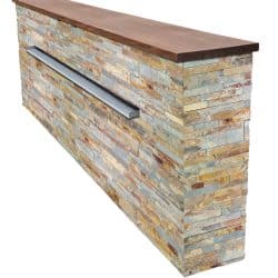 Muret en parement pierre avec lame d'eau inox prêt à poser.